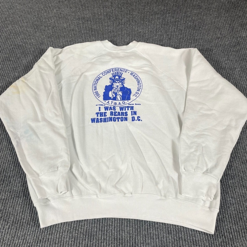 VTG Tultex Sweatshirt Adult Extra Large White Crewneck Washington DC Retro 90s‎